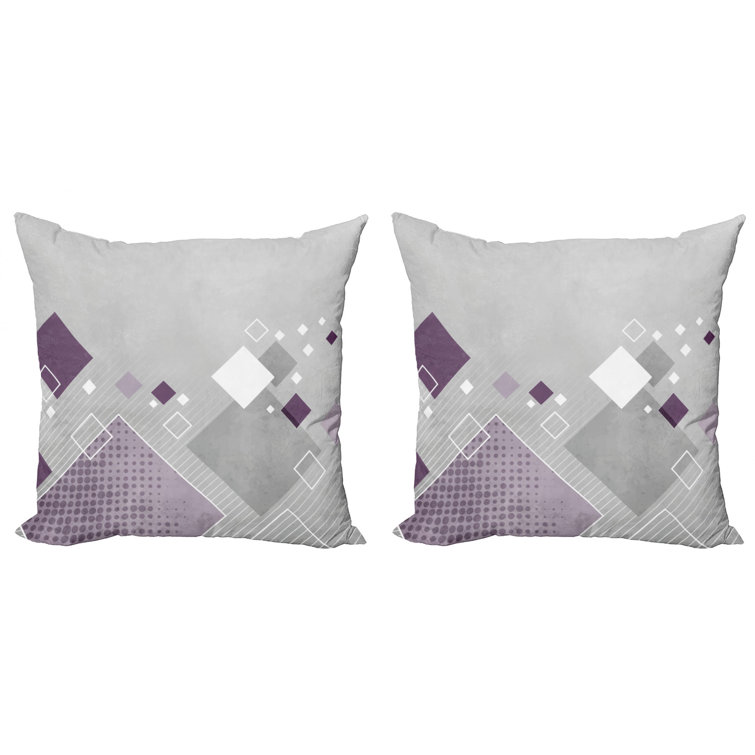 purple and grey throw pillows