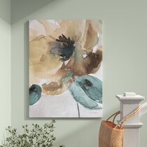 Taupe Spring Poppy Wedge Frame Picture Canvas Flowers Poppy Modern Maria Donovan 