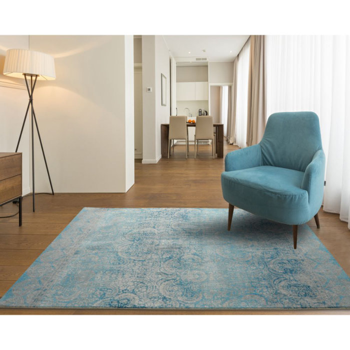 Walsall Contemporary Modern Blue Area Rug