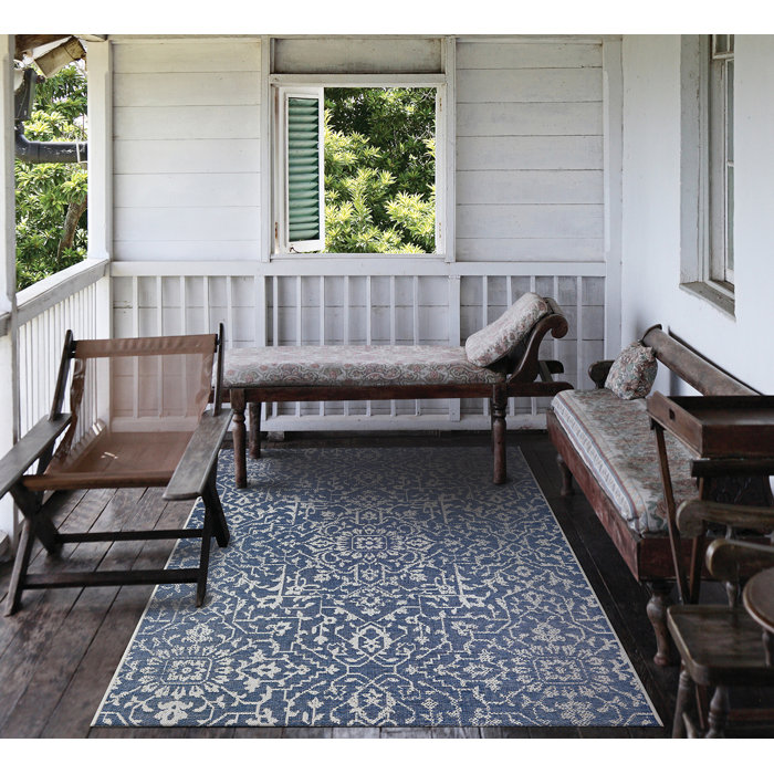 Kraatz Palmette Navy Blue Ivory Area Rug Kraatz Palmette Navy Blue Ivory Area Rug