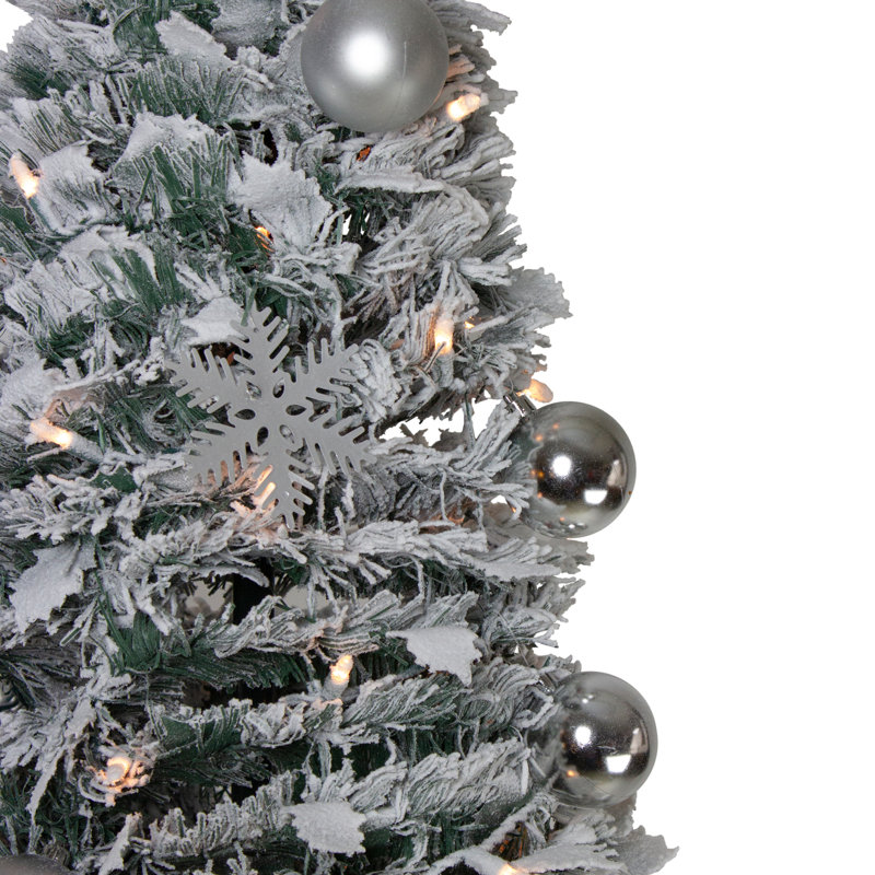 The Holiday Aisle Prelit 6 Silver Cypress Artificial Christmas Tree With 200 Clear White Lights Wayfair