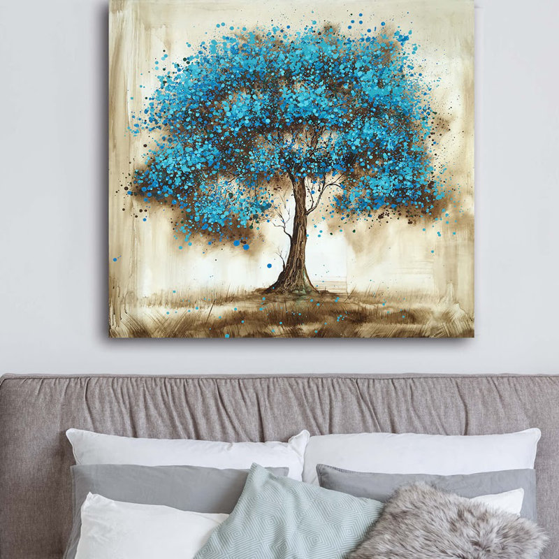 Winston Porter Blue Tree Oil Painting Print On Wrapped Canvas