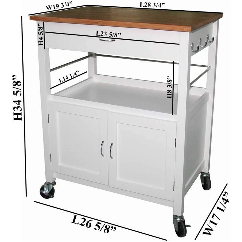 Andover Mills Mcconnell Kitchen Island Cart With Natural Butcher Block Bamboo Top Reviews Wayfair