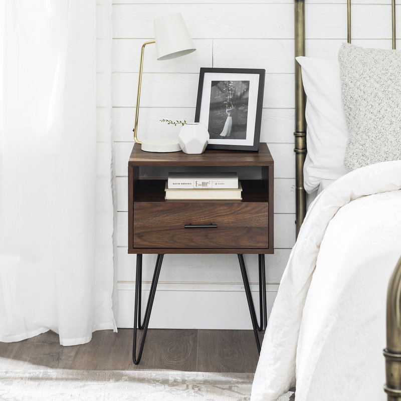 Union Rustic Kamille Single Hairpin Leg 1 Drawer Nightstand & Reviews Wayfair