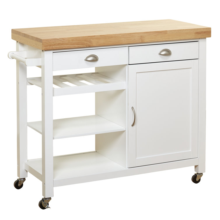 Breakwater Bay Nathaly Kitchen Cart With Wood Top Reviews Wayfair