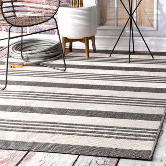 Highland Dunes Abril Stripe Aqua Beige Indoor Outdoor Area Rug Reviews Wayfair