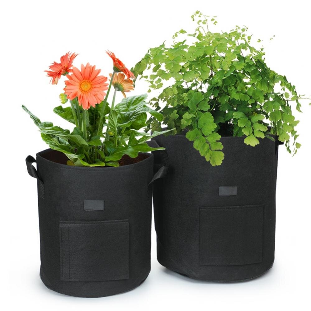 Pot Flower Bask Plant Vegetable Fabric Pouch Round Aeration Container Grow Bag 