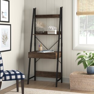 White 3 Tier Ladder Desk Unit Home Office Shelving Storage with Stool Included 
