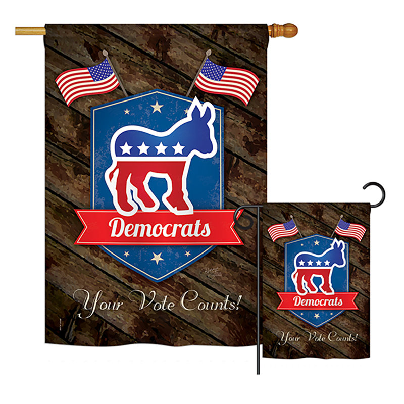 Breeze Decor Democrats Americana Patriotic Impressions 2 Sided Polyester 2 Piece Flag Set Wayfair