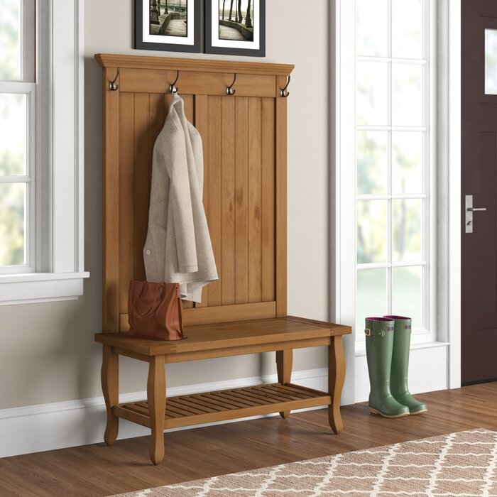 Three Posts™ Finleyville Solid Wood Hall Tree with Bench & Reviews ...