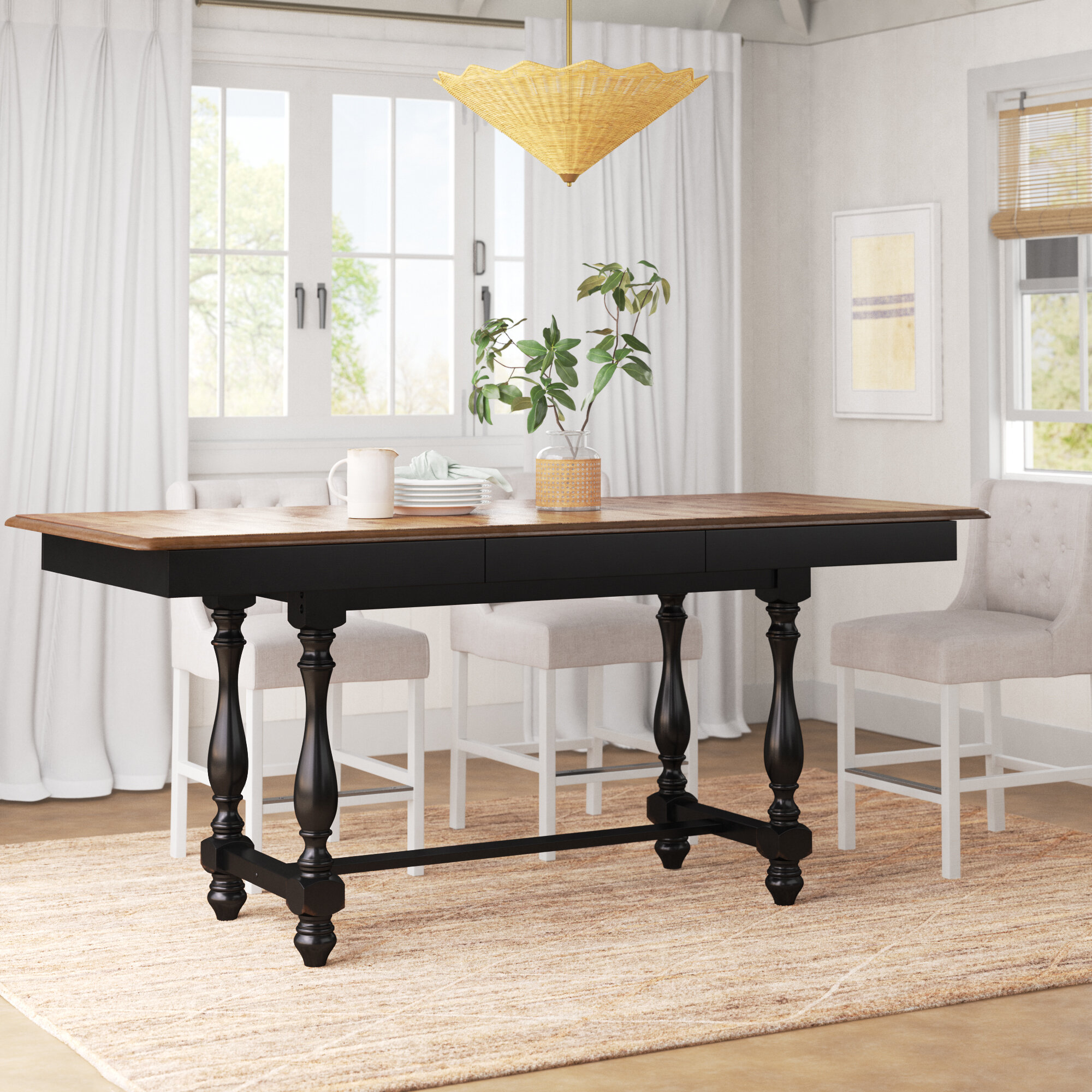 extendable birch dining table