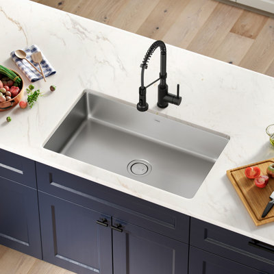 Dex™? Series KRAUS 32" L Undermount 16 Gauge Stainless Steel Single Bowl Kitchen Sink