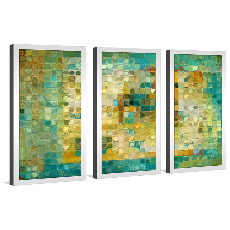Latitude Run Modern Mosaic Tile Art On Canvas Painting Framed
