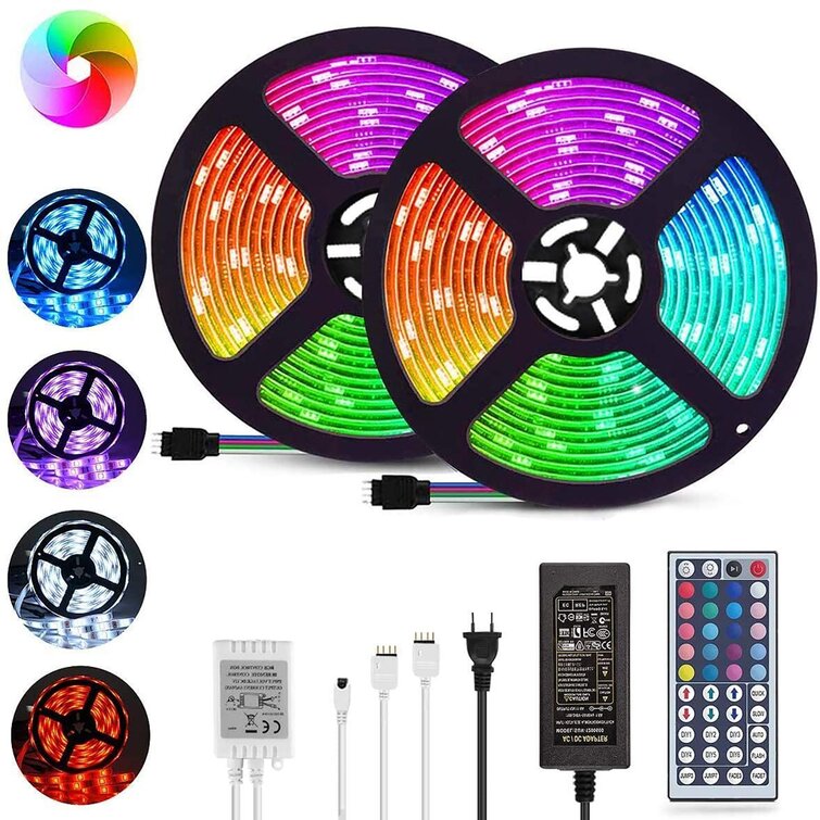 Tape Light Kit Ideal for Home A-DUDU 2019 Upgrated LED Strip Lights Room Kitchen Party Multi-Color Changing with 44 Key IR Remote 32.8ft 300LEDs SMD 5050 RGB Waterproof Flexible LED Rope Lights