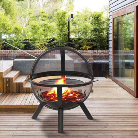Geanine 34.6'' H Steel Charcoal Outdoor Fireplace