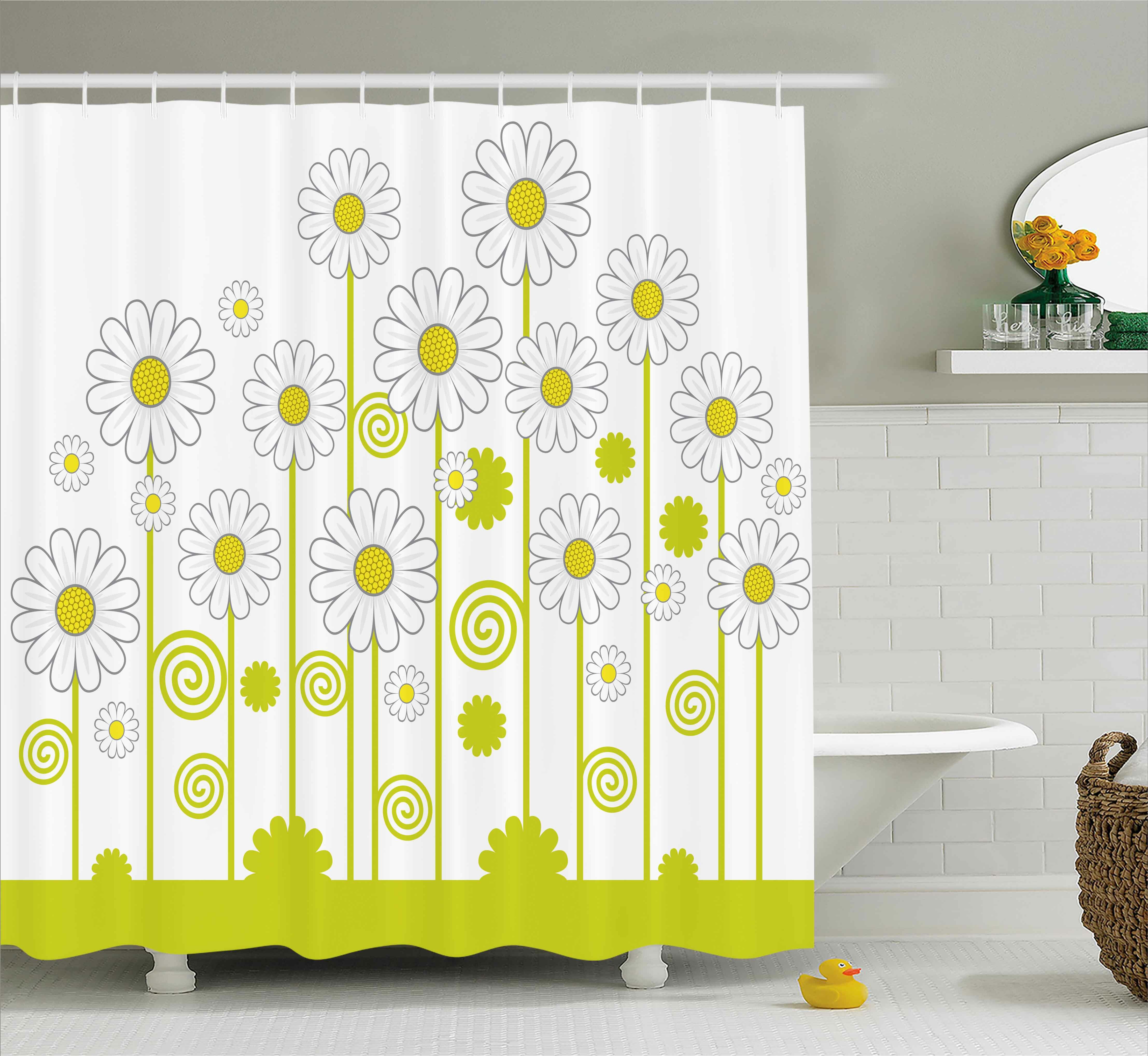 Details about   Rustic Floral Shower Curtain White Daisy and Butterfly Fabric Shower Curtain 
