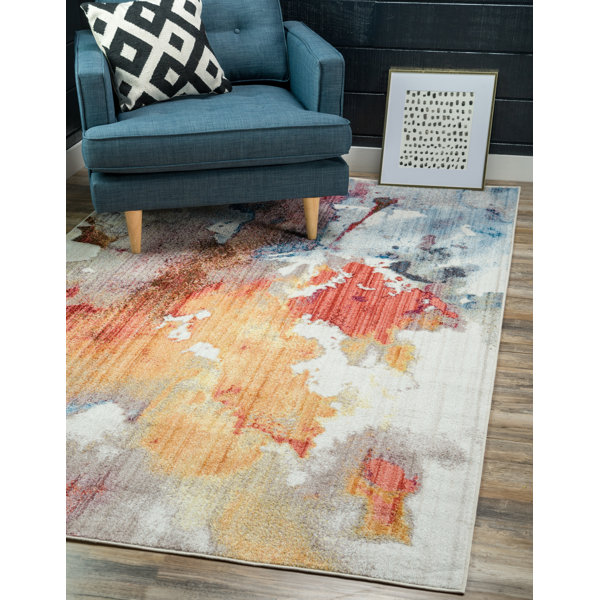 Downtown West Village Orange Blue Area Rug