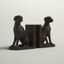 Set 2 Grey Dachshund Puppy Dog Bookends Animal Pet Dogs Book ends Office Shelf 