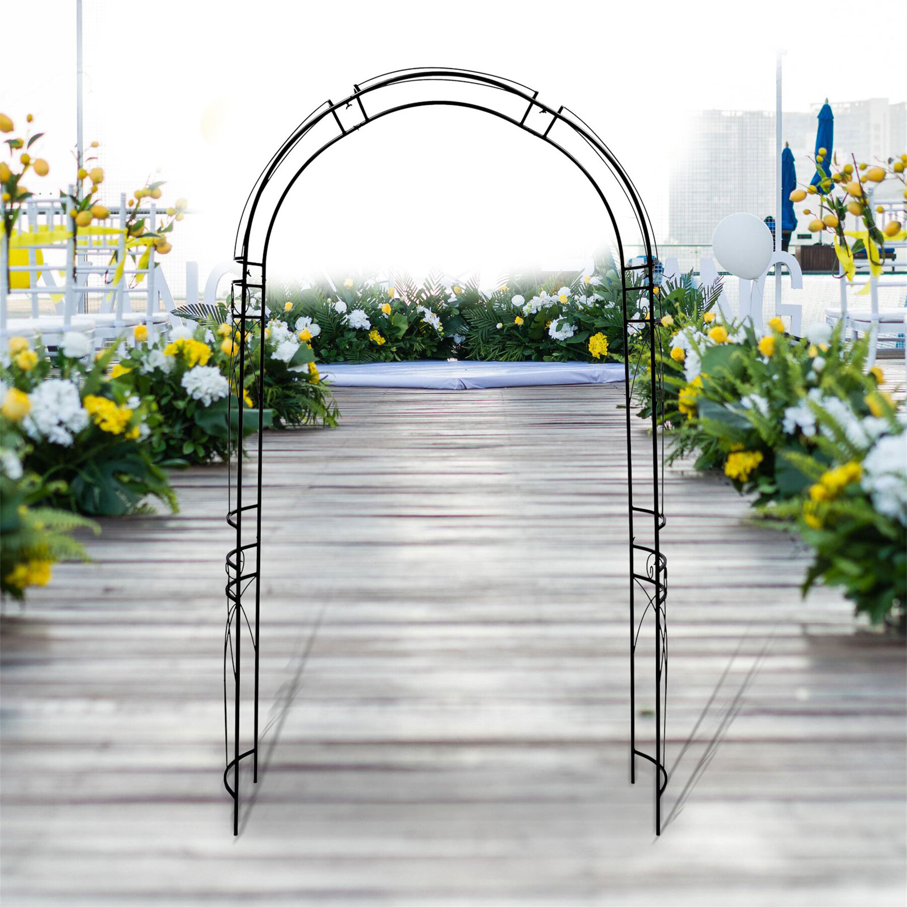 LIRU Army Metal Garden Arch and Wedding Arch Arbor Stand 7'9 High x4'6 Wide Outdoor and Indooor for Party Decoration Garden Climbing Flowers Plant 