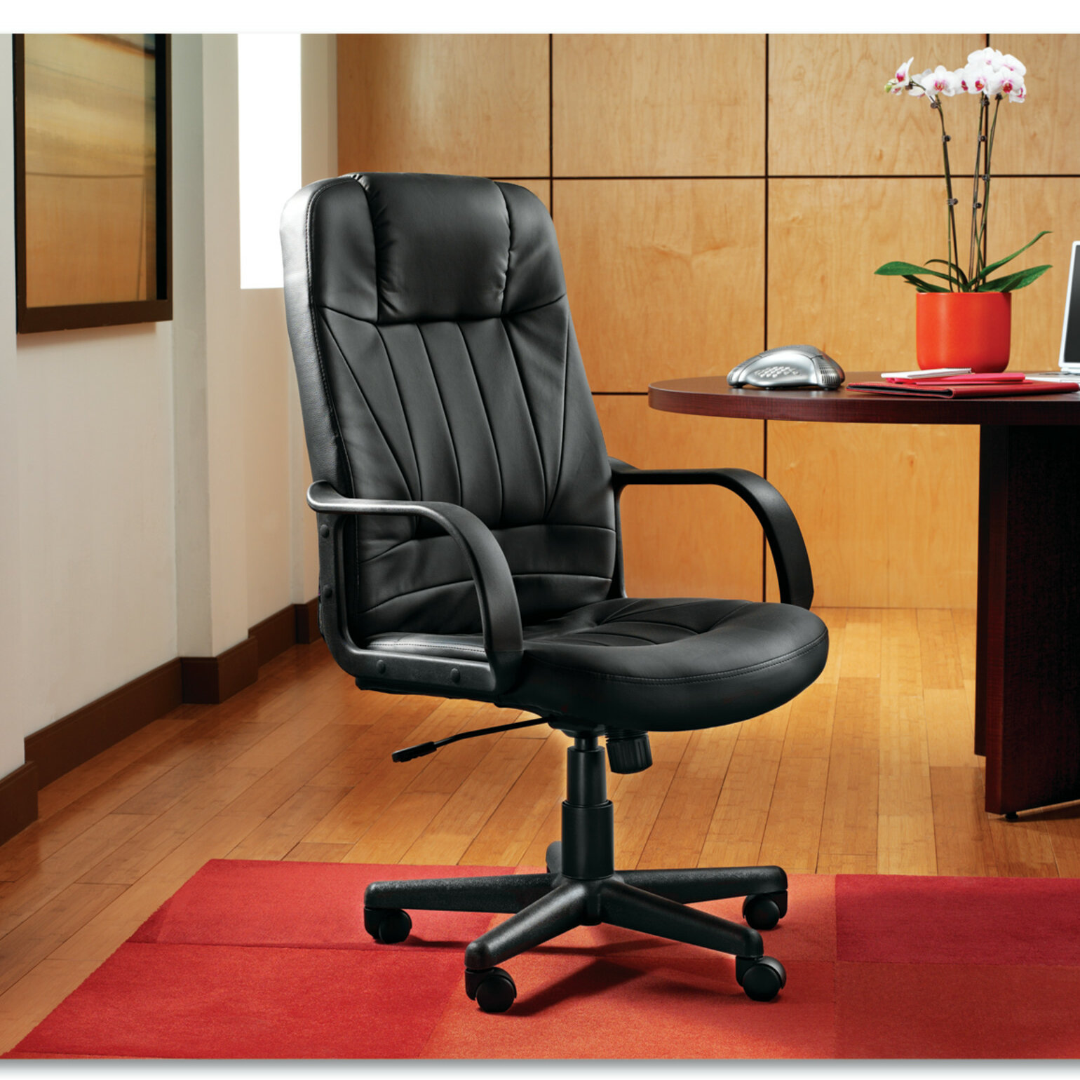 Alera Sparis Series Executive High-Back Swivel/Tilt Chair Black Leather 