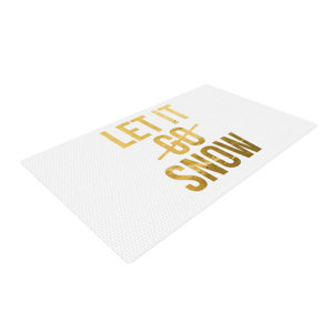 Let it Snow Typography White Area Rug