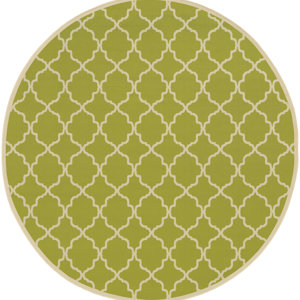 Heidy Green/Ivory Geometric Indoor/Outdoor Area Rug