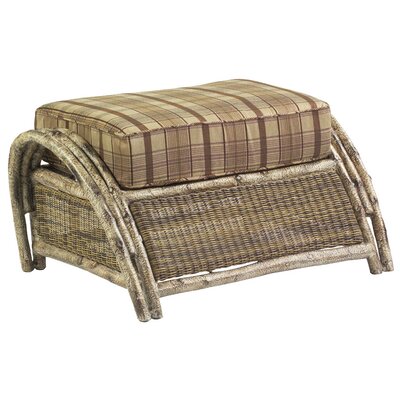 River Run Ottoman With Cushion Woodard Fabric Bamboo Natural