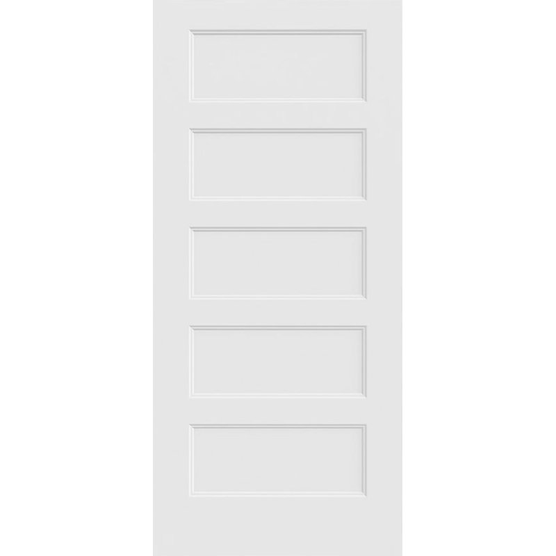 Conmore 5 Panel Primed Molded Solid Core Wood Composite Interior Doors Prehung