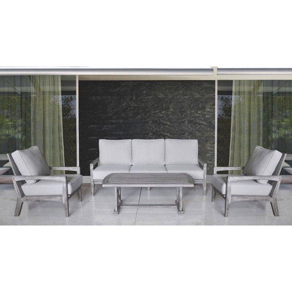 Rosecliff Heights Sessoms Courtyard Casual Surf Side Teak Sofa Seating Group With Cushions Wayfair