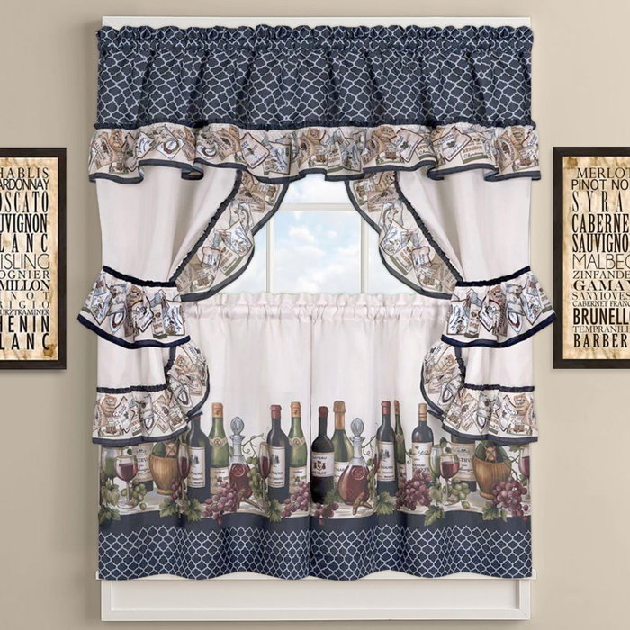 Sweet Home Collection Chateau Wines Cottage Kitchen Curtains