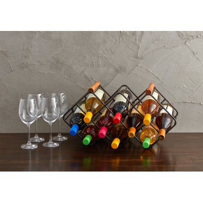 gourmet basics by mikasa 12-bottle metal stackable wine storage rack, antique black