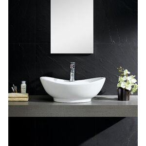 Modern Ceramic Oval Vessel Bathroom Sink with Overflow