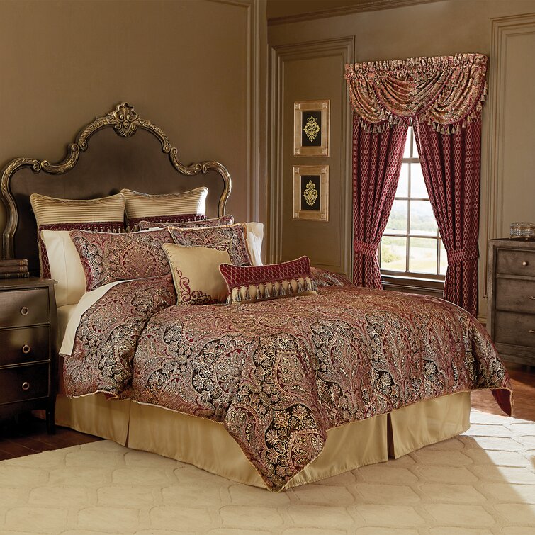 Croscill Roena Burgundy Gold Microfiber Traditional Comforter Set 