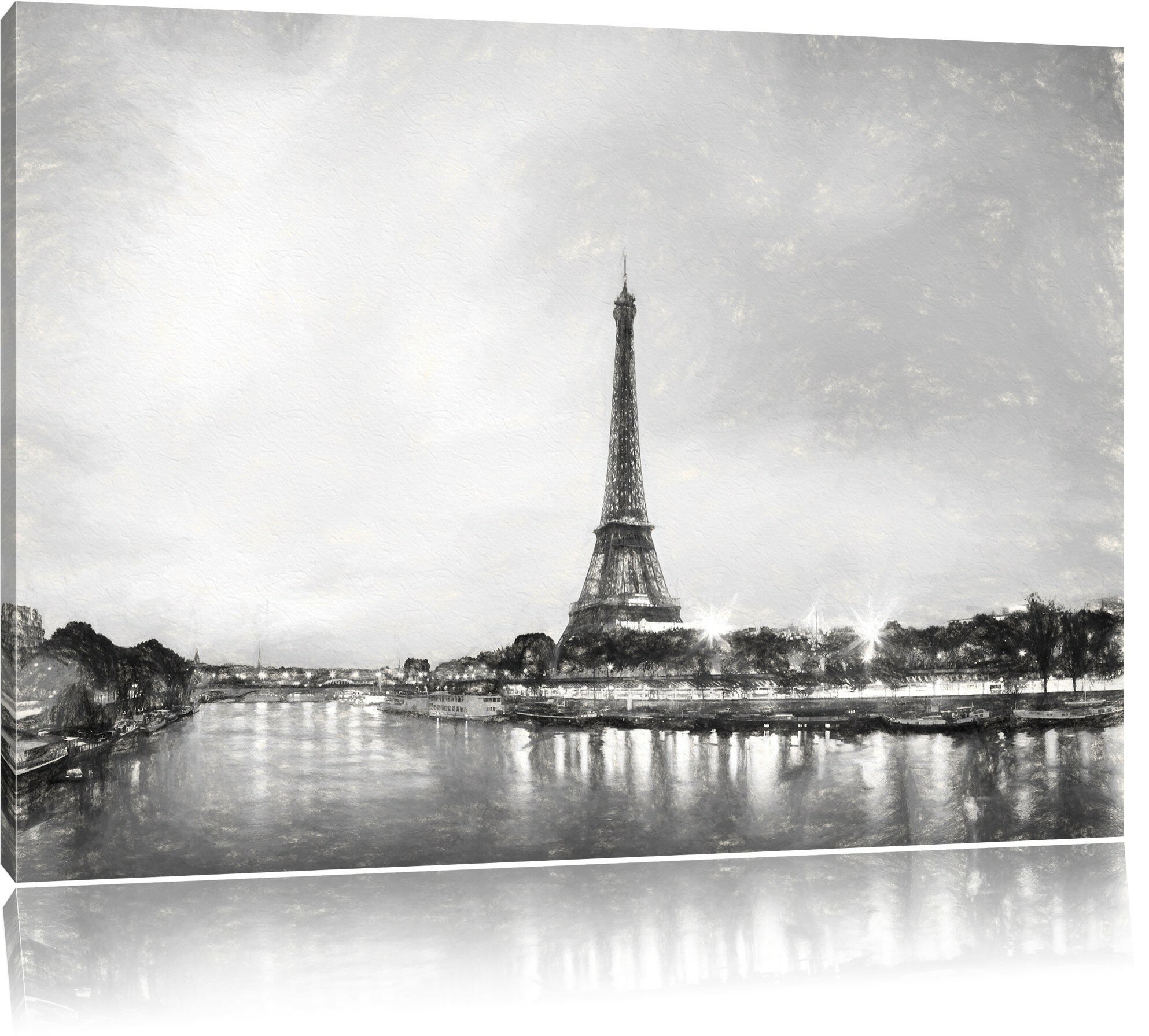 East Urban Home Leinwandbild Eiffelturm Paris Bei Nacht In Schwarz Weiss Wayfair De