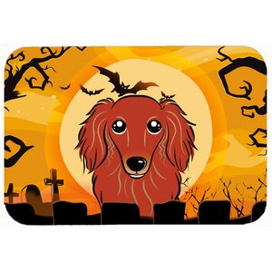 Halloween Longhair Dachshund Kitchen/Bath Mat