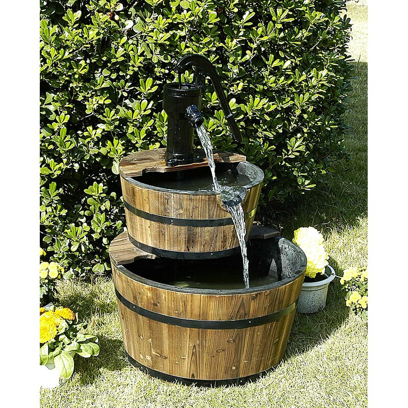 Piersurplus Wood Metal Barrel Outdoor Water Fountain Reviews