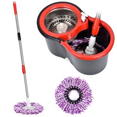 Rotate Round Mop Bucket Broom Floor Cleaner Sweeper Wring Slot Strainer Purple 
