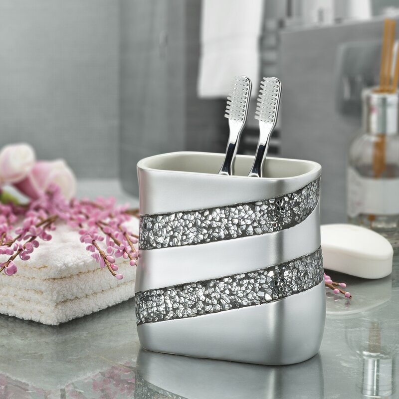 House of Hampton® Silver Mosaic Bathroom Toothbrush Holder & Reviews ...