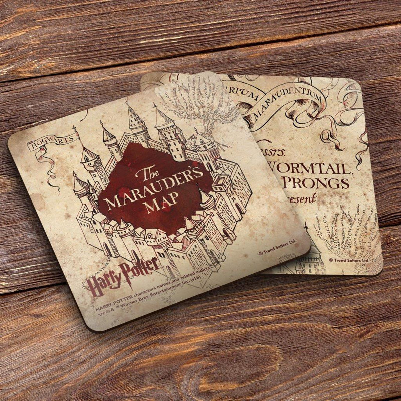 Trend Setters Harry Potter Hogwarts The Marauder S Map 4 Piece Coaster Set Reviews Wayfair