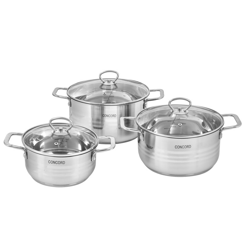 Concord Cookware 3 Piece Stainless Steel Round Dutch Oven Set Reviews Wayfair