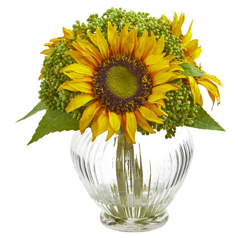 Charlton Home Artificial Sunflower Floral Arrangements And