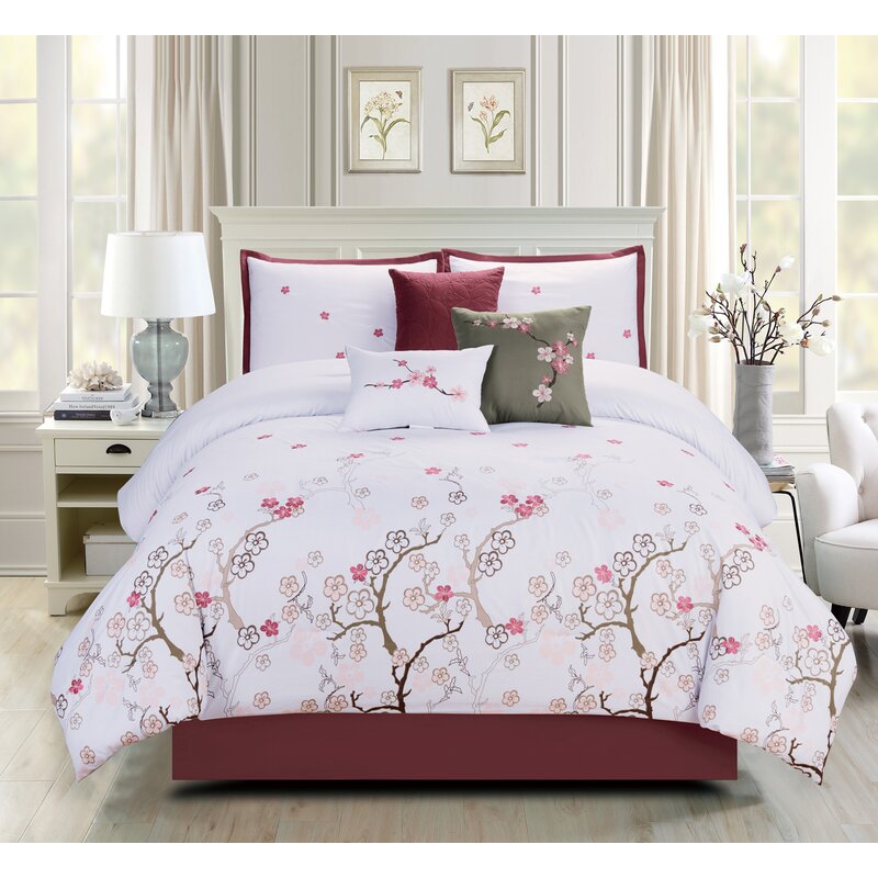 World Menagerie Jiles Cherry Blossom Comforter Set Reviews Wayfair