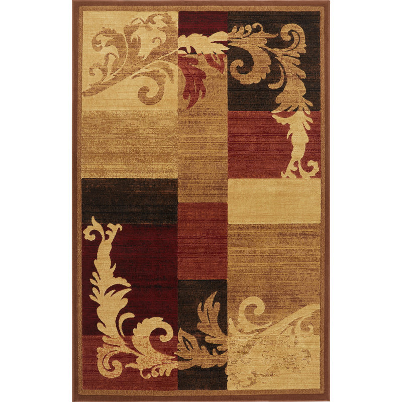 Esqueda Floral Brown/Red Area Rug Rug Size: Rectangle 19.6" x 31.5"