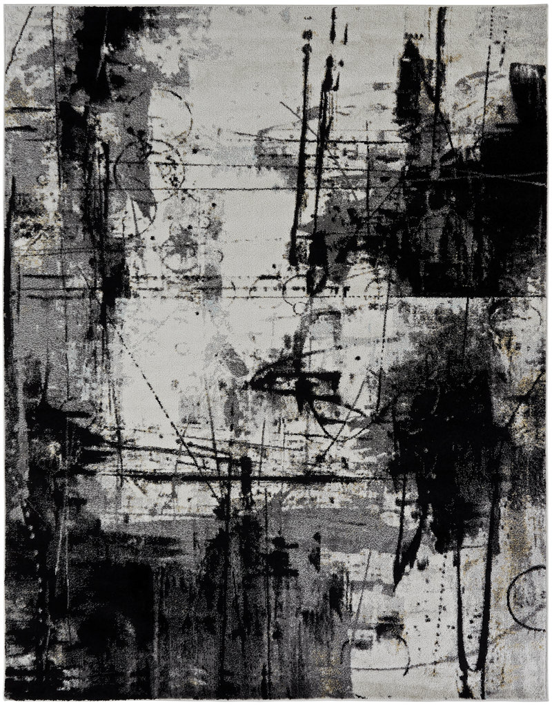 Stourbridge Abstract Black/White/Gray Area Rug Rug Size: Rectangle 8'7" x 11'6"