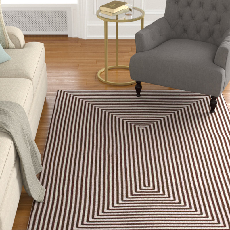 Charlton Home Kircher Geometric Hand Knotted Brown Area Rug Reviews Wayfair