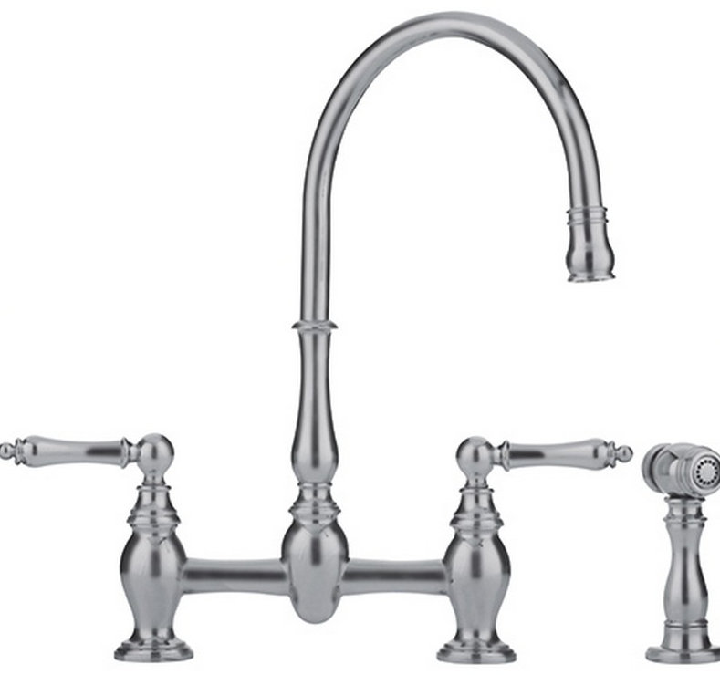 Farmhouse Double Handle Kitchen Faucet With Side Spray 