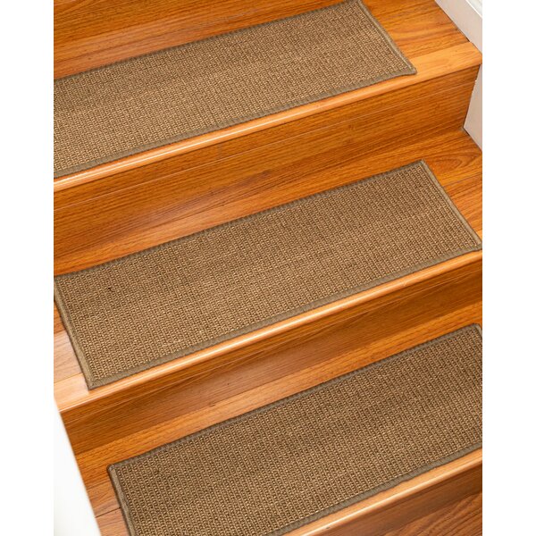 9"x 29" Handmade Stair Treads Carpet Serged Espresso Border Fuscaldo Sisal