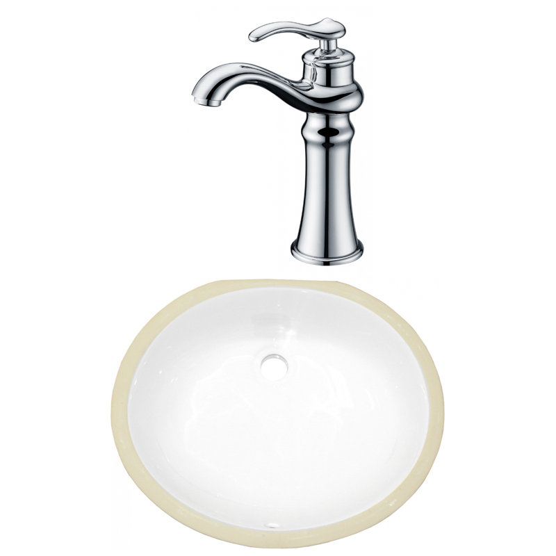 Avanities Ceramic Oval Undermount Bathroom Sink With Faucet And