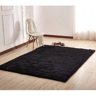 Black Fur Area Rug Wayfair Demaris Faux Fur Black Area Rug