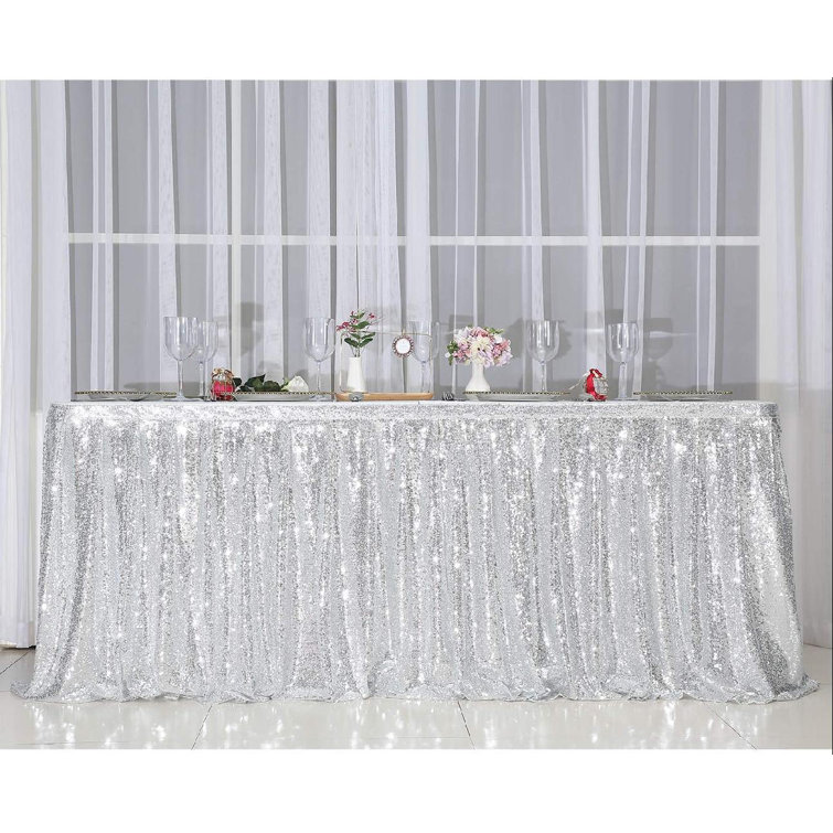 silver table skirt